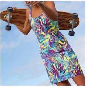 Title Nine Nimblene Tropical Print Racerback Tank Sport Dress